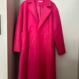 Vibrant Pink Double-Breasted Coat